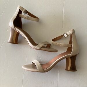 Jeffery Campbell Free People One Strap Wooden Patterned Heels Sz 8.5